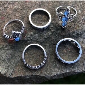 Set Of 5 Size 9 Mystery Silver Toned Stackable‎ Knuckle Rings